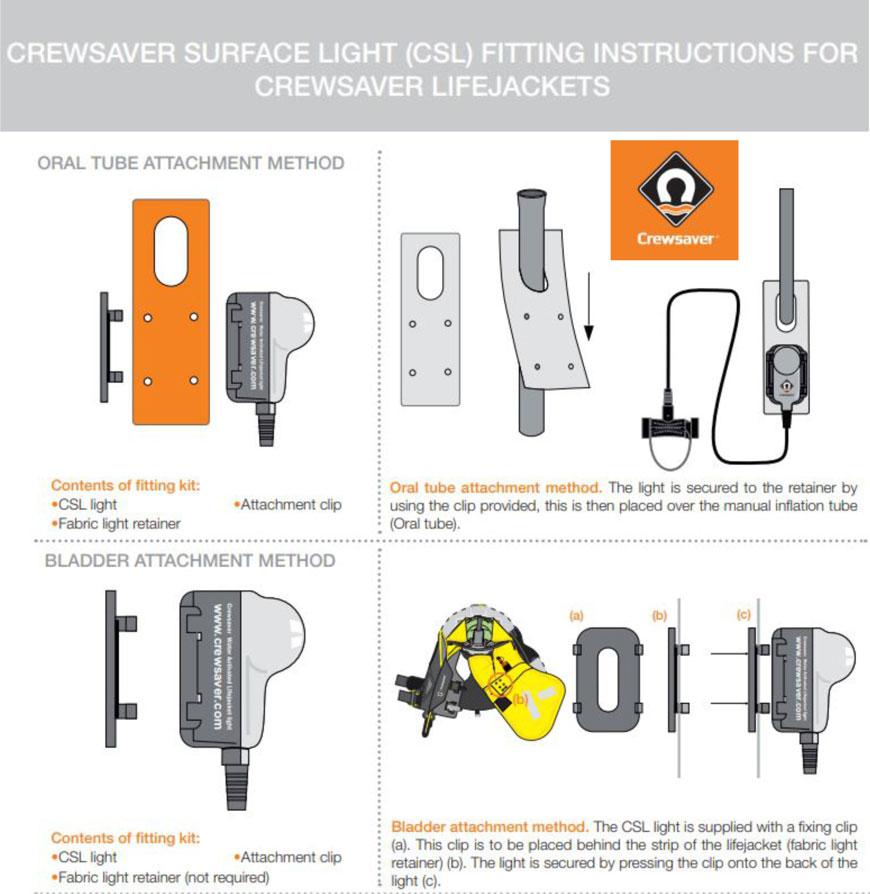 Crewsaver CSL Lifejacket Light Fitting Instructions